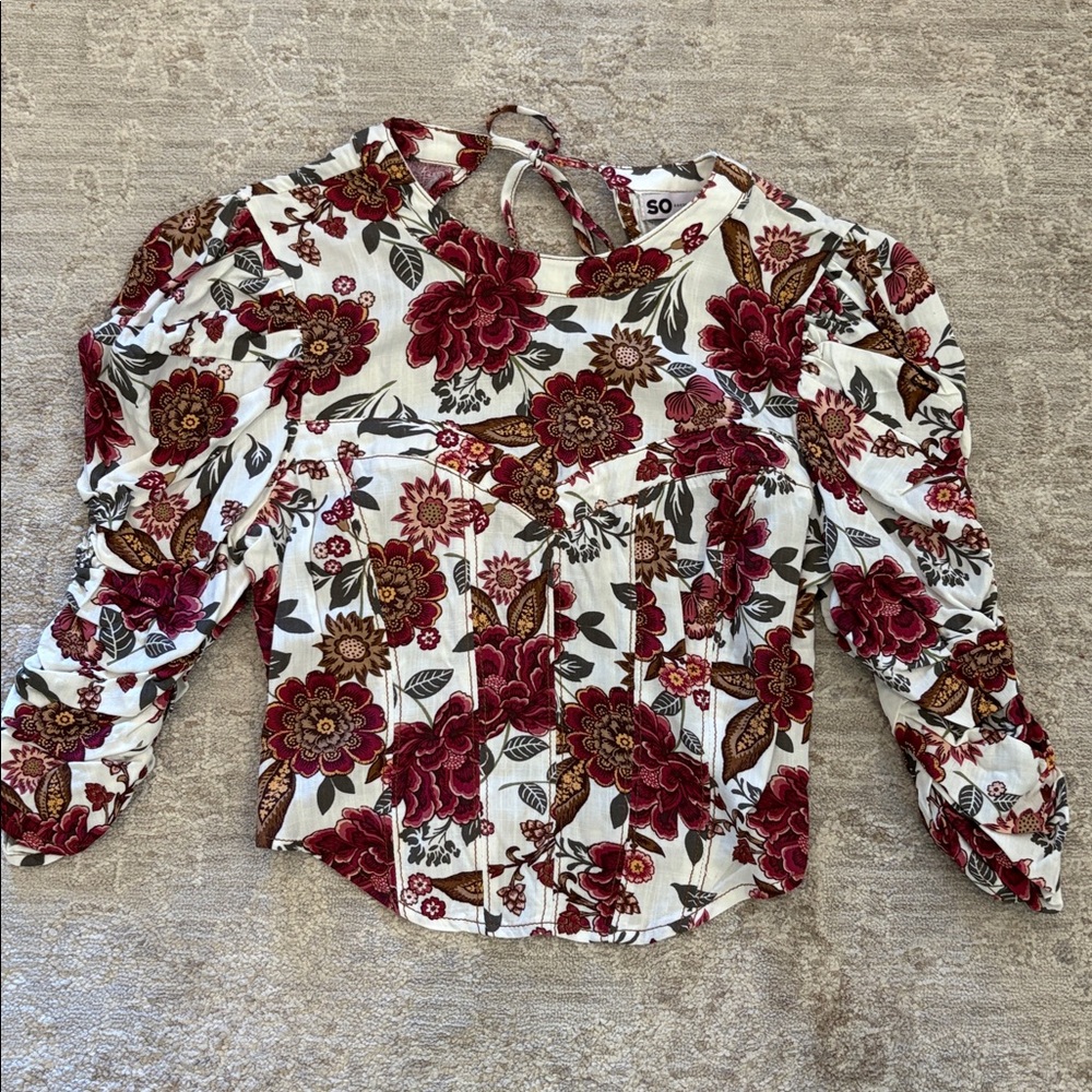 SO Burgundy and Brown Floral Top